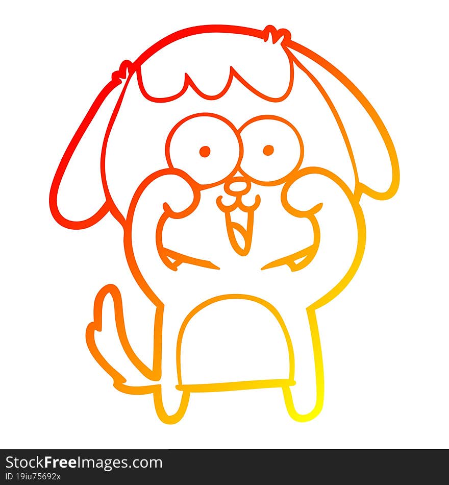 Warm Gradient Line Drawing Cute Cartoon Dog