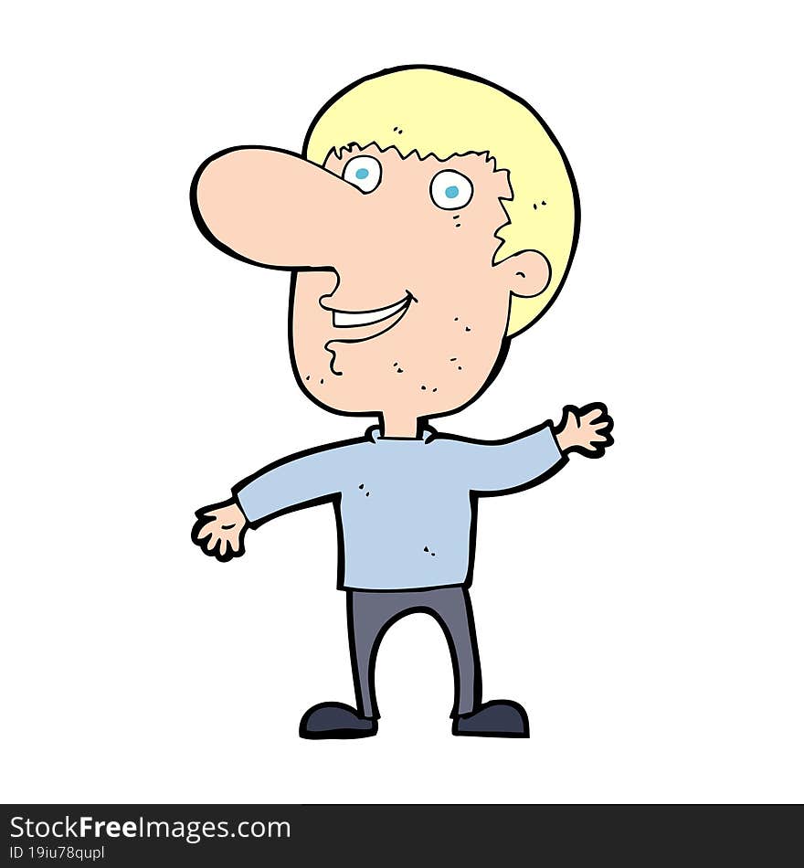 cartoon waving man