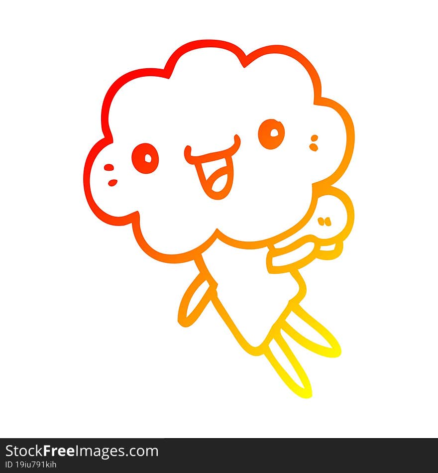 warm gradient line drawing cartoon cloud head creature