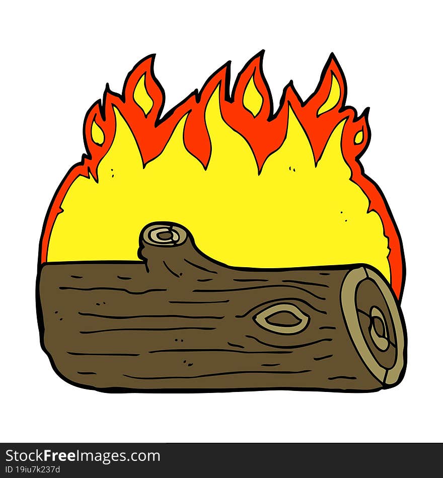 cartoon burning log