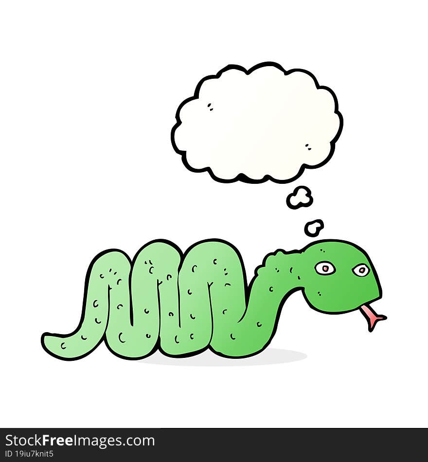 funny cartoon snake with thought bubble