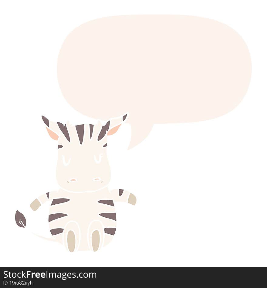 cute cartoon zebra and speech bubble in retro style