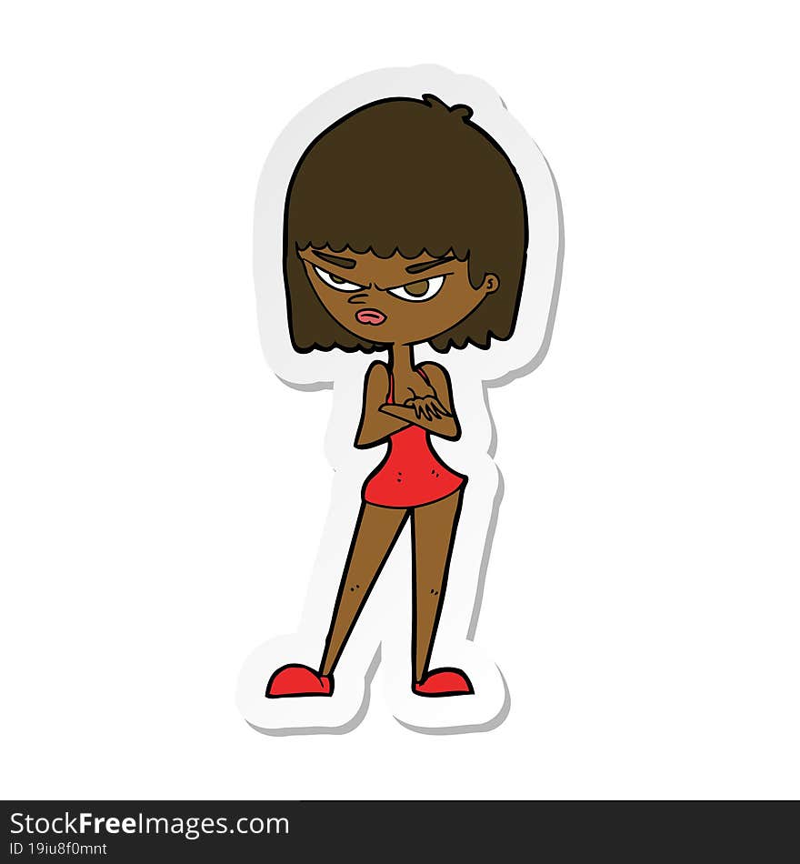 sticker of a cartoon angry woman