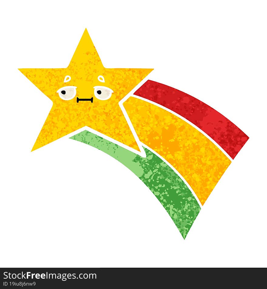 Retro Illustration Style Cartoon Shooting Rainbow Star