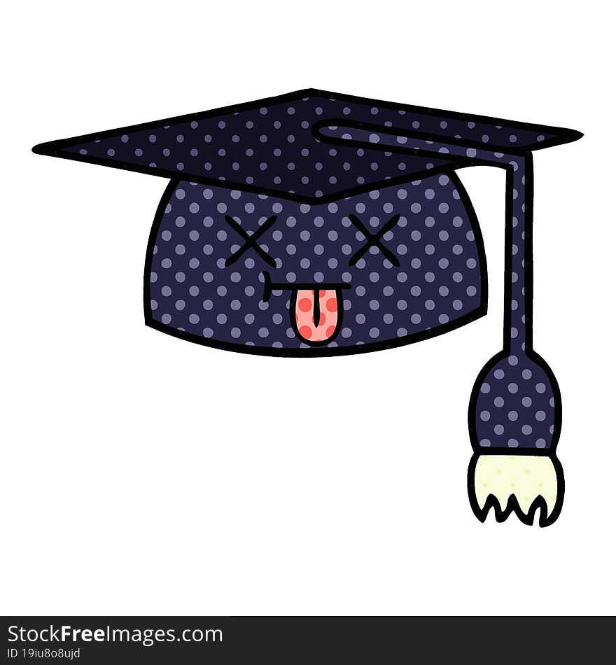 comic book style cartoon graduation hat