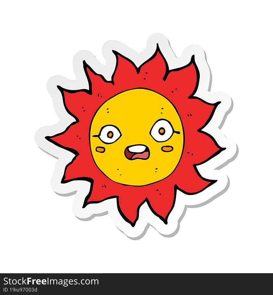 Sticker Of A Cartoon Sun