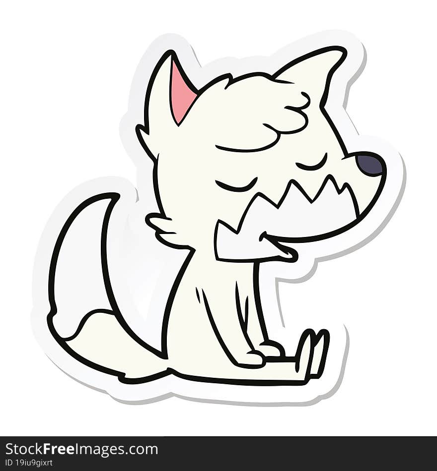 Sticker Of A Friendly Cartoon Sitting Fox