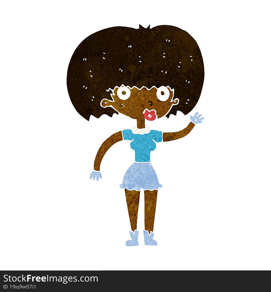 cartoon woman waving