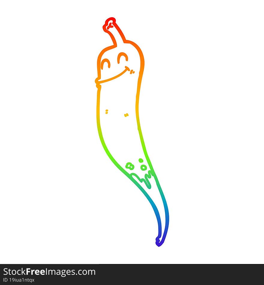 rainbow gradient line drawing cartoon chili pepper