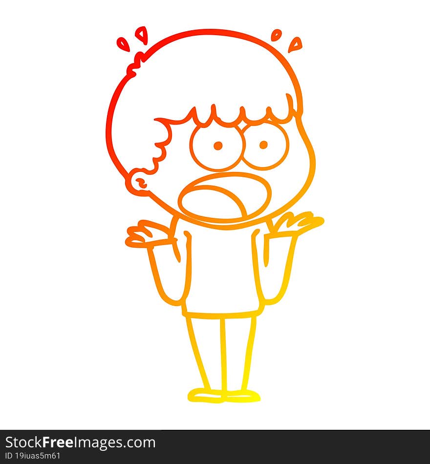 warm gradient line drawing cartoon shocked man