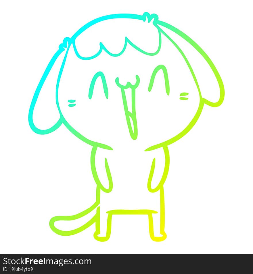 Cold Gradient Line Drawing Cute Cartoon Dog