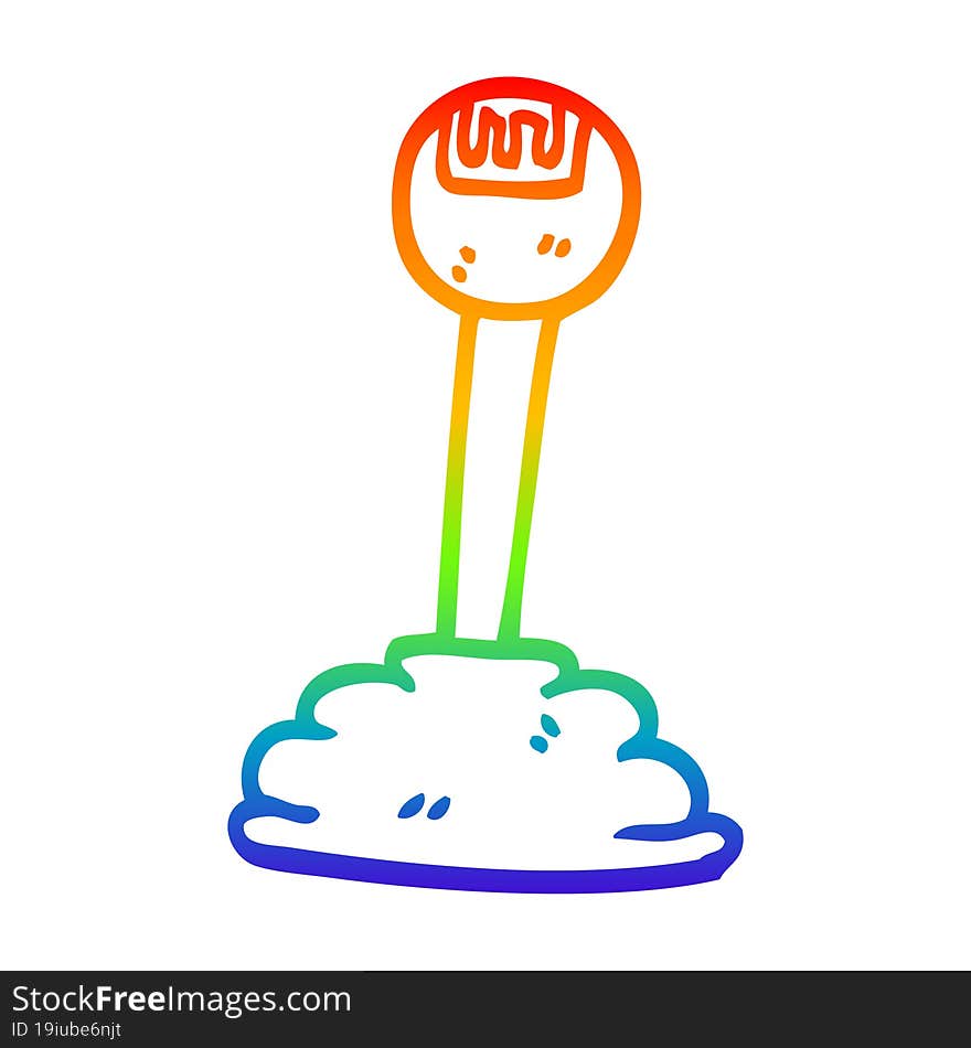 rainbow gradient line drawing of a cartoon gear shift