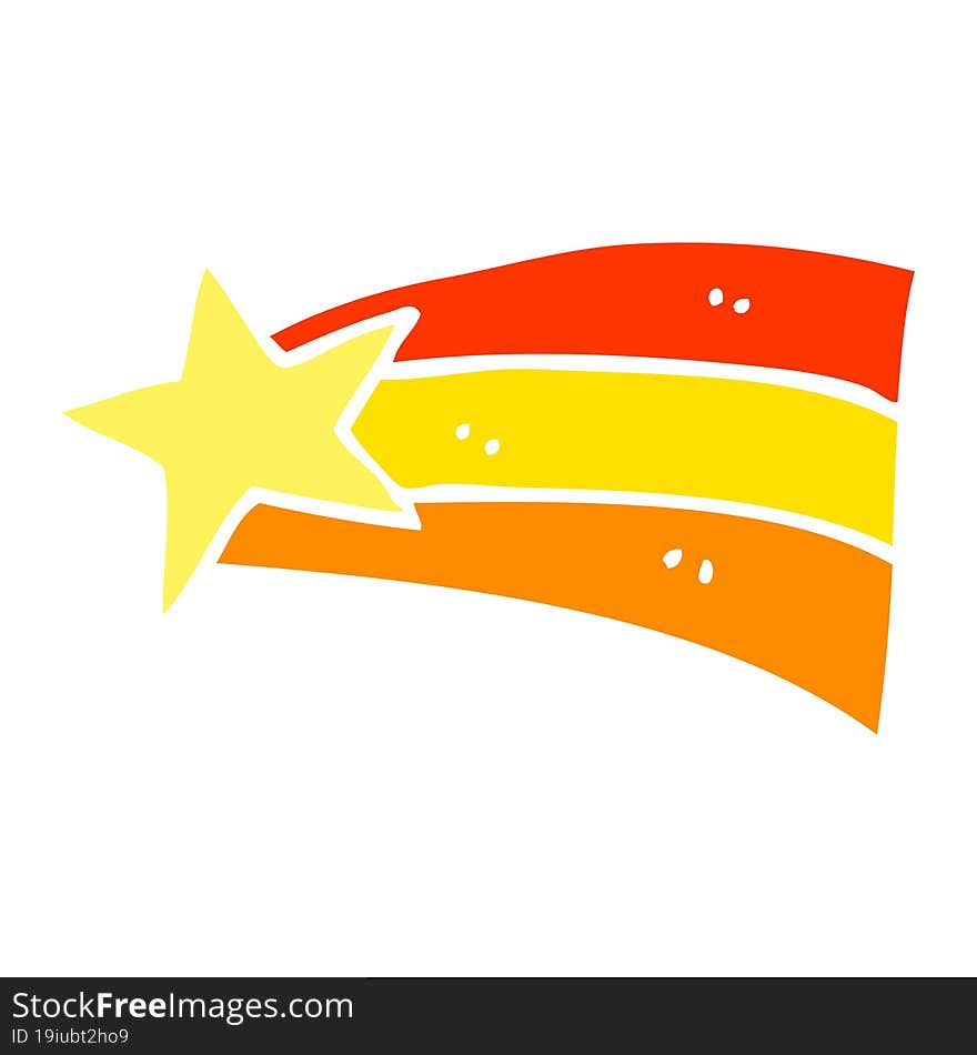 flat color illustration cartoon shooting star