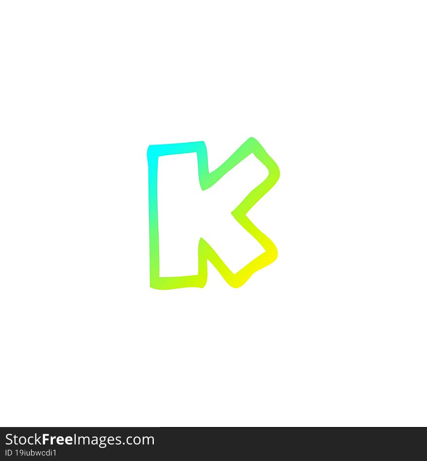 cold gradient line drawing cartoon letter k