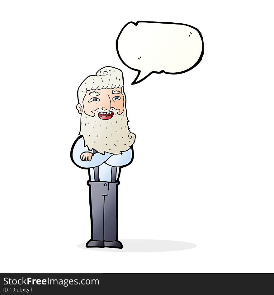 cartoon happy man with beard with speech bubble