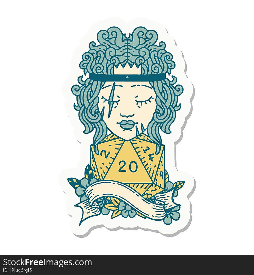 human barbarian with natural twenty dice roll sticker