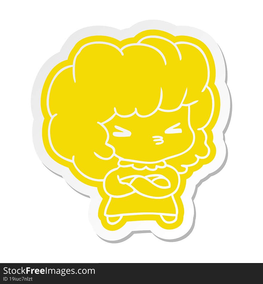 Cartoon Sticker Of A Cute Cross Kawaii Girl