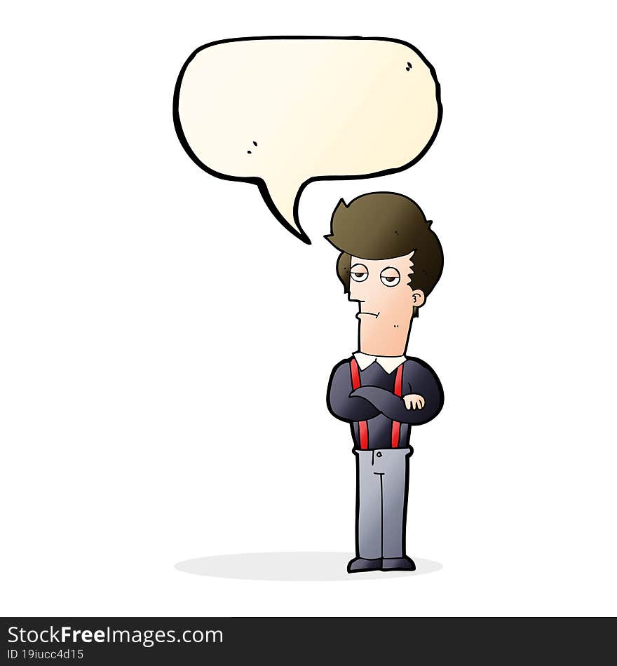 cartoon bored man with speech bubble