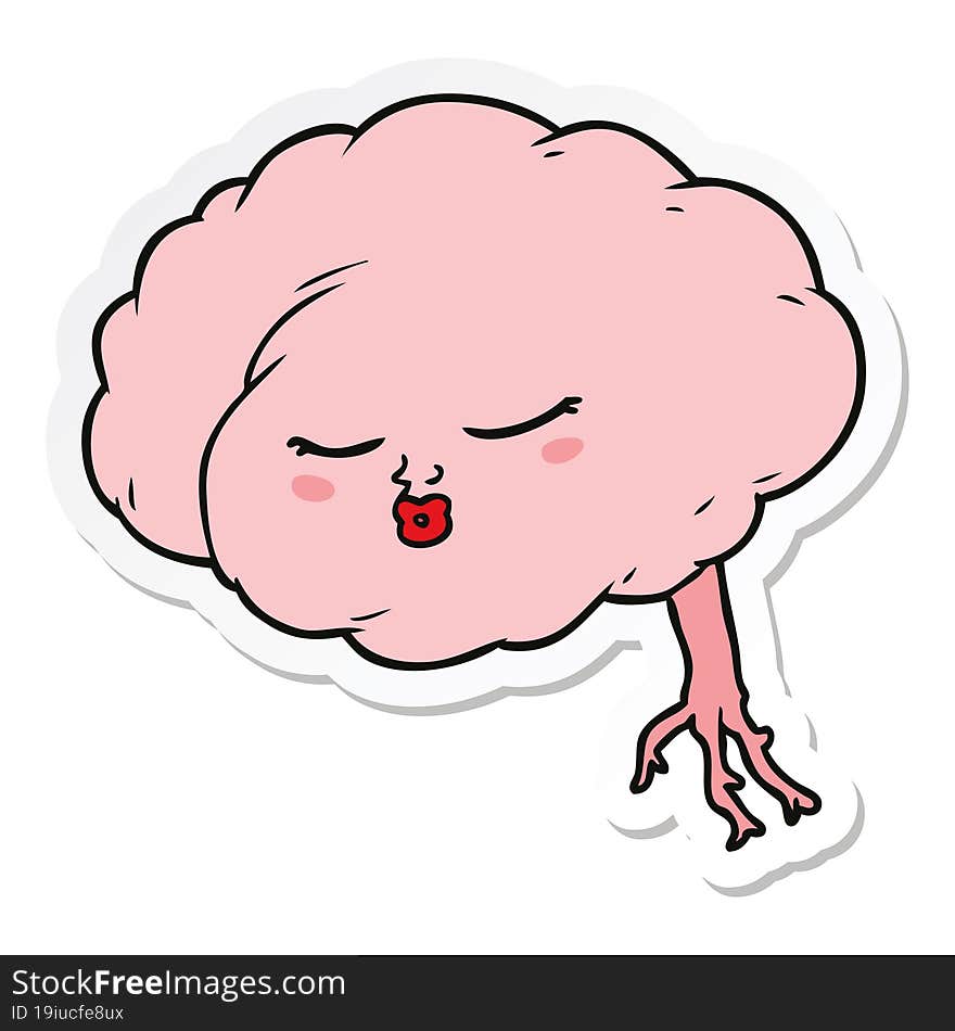 sticker of a cartoon brain