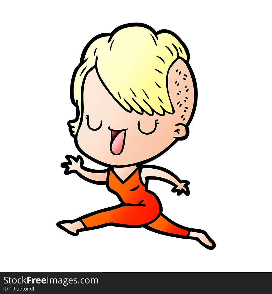 cute cartoon girl with hipster haircut. cute cartoon girl with hipster haircut