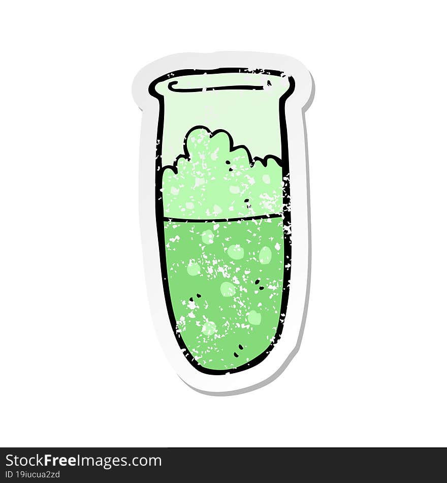 retro distressed sticker of a cartoon test tube