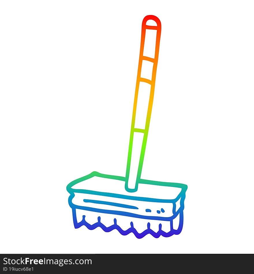 rainbow gradient line drawing cartoon sweeping brush