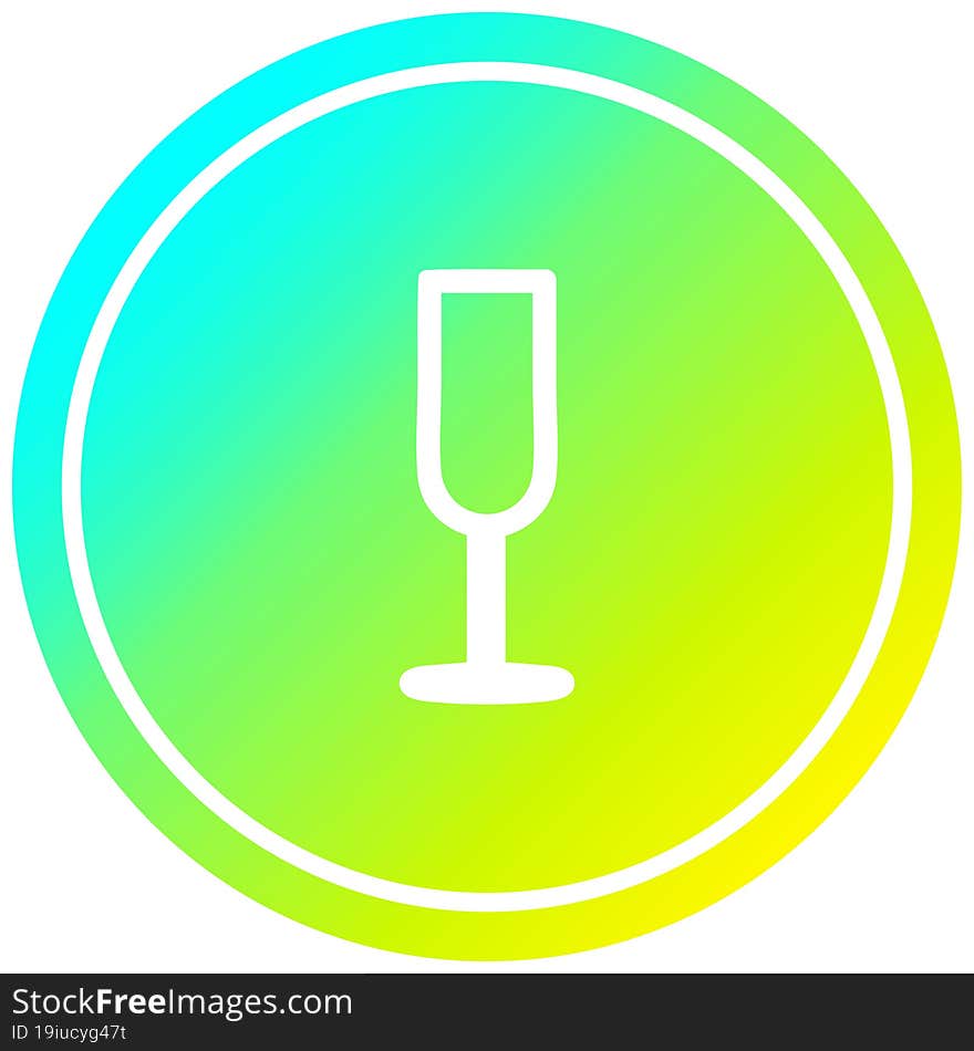 champagne flute circular icon with cool gradient finish. champagne flute circular icon with cool gradient finish