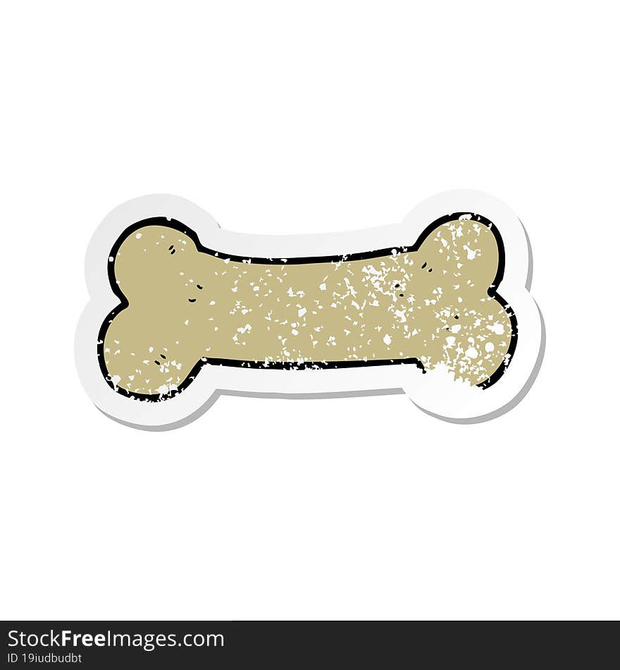 distressed sticker of a cartoon dog biscuit