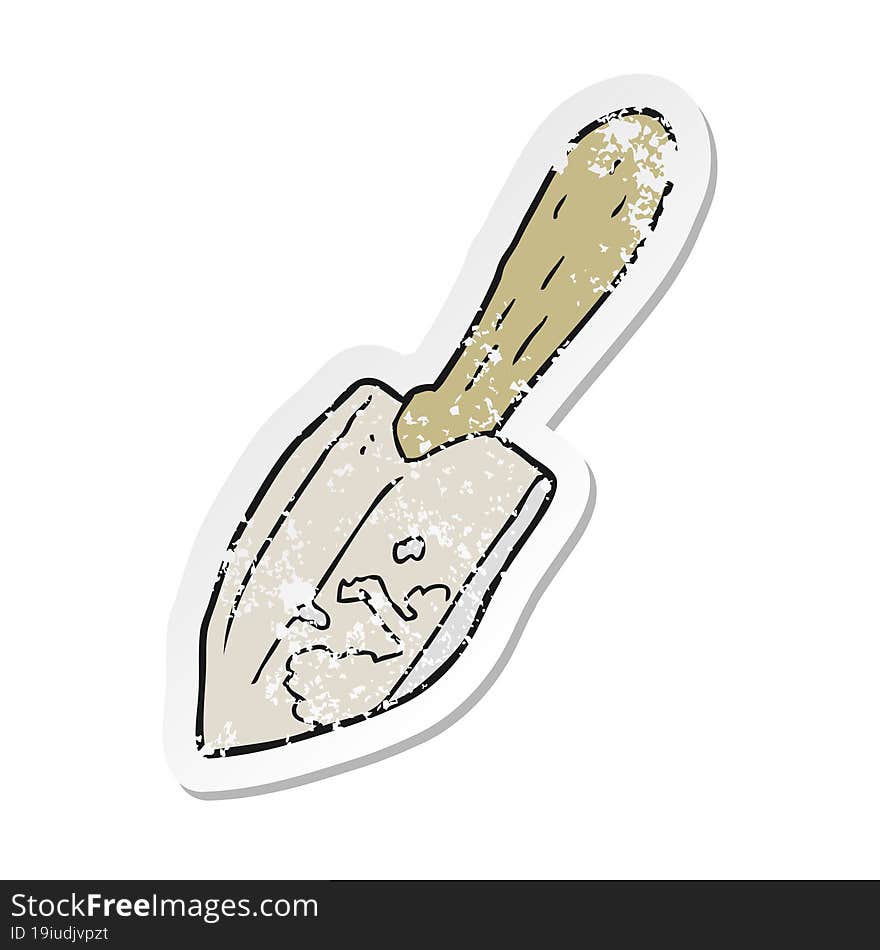 retro distressed sticker of a cartoon trowel