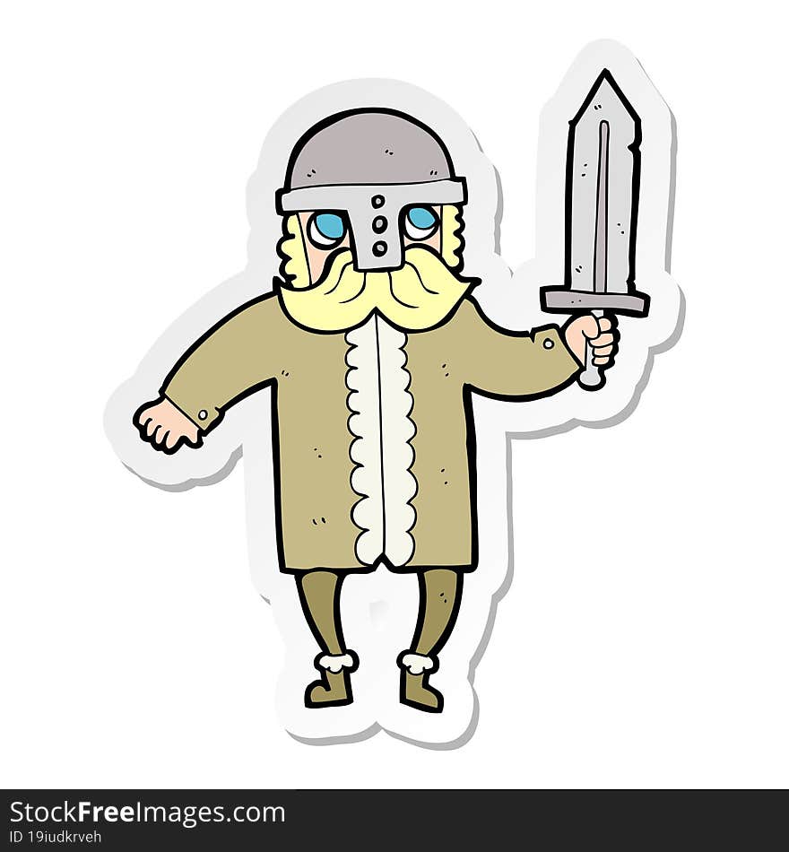 Sticker Of A Cartoon Saxon Warrior