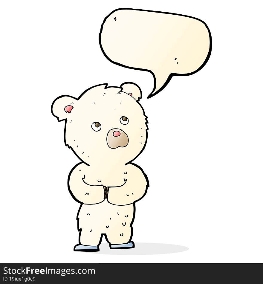 cartoon polar bear cub with speech bubble