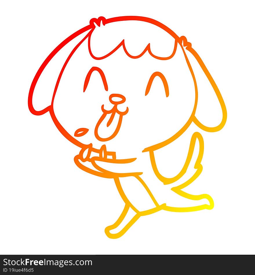 Warm Gradient Line Drawing Cute Cartoon Dog