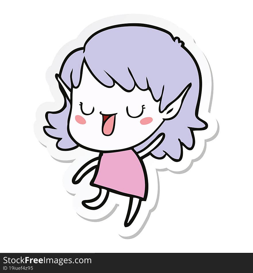 sticker of a cartoon elf girl