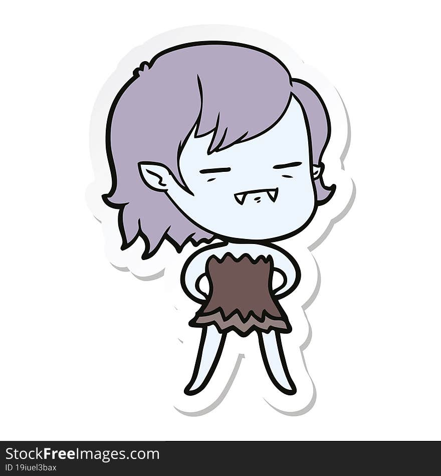 sticker of a cartoon undead vampire girl