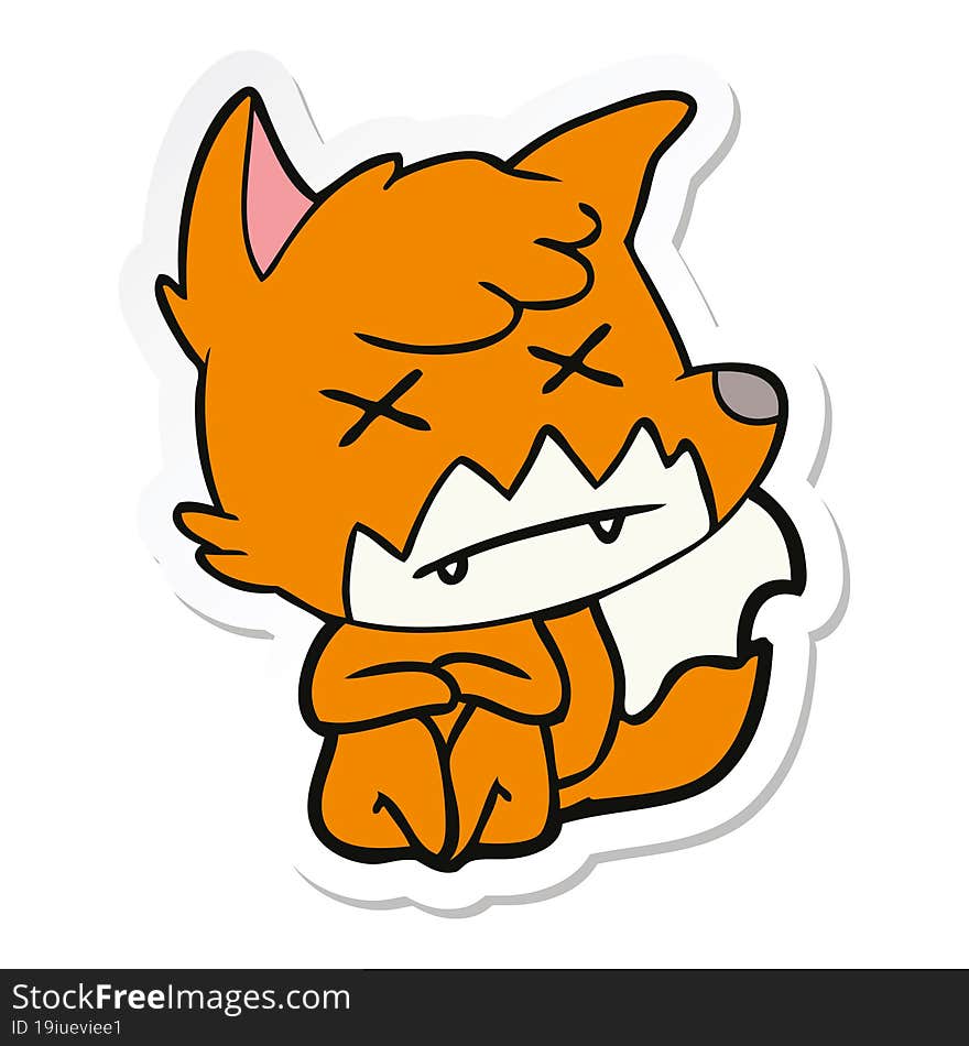 sticker of a cartoon dead fox