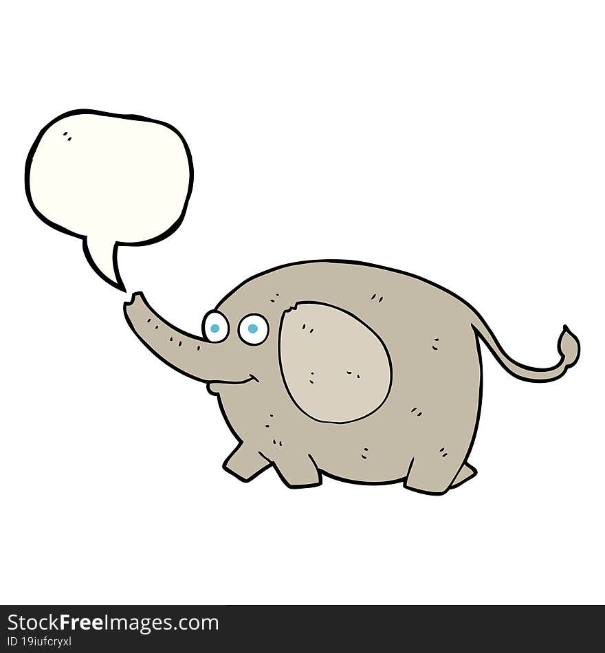 freehand drawn speech bubble cartoon elephant