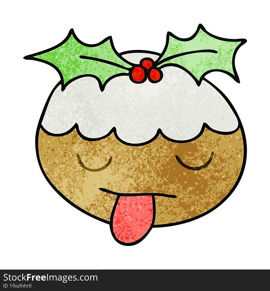 quirky hand drawn cartoon christmas pudding