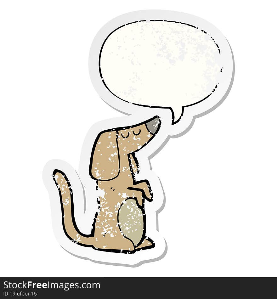 cartoon dog and speech bubble distressed sticker