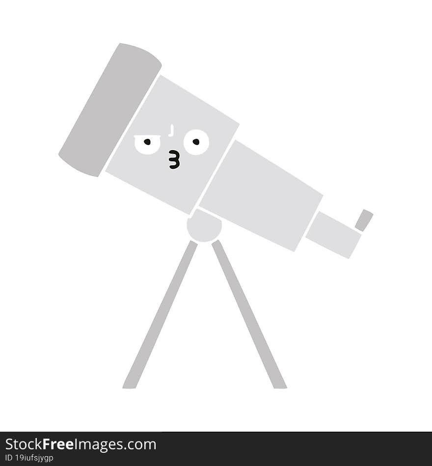 Flat Color Retro Cartoon Telescope