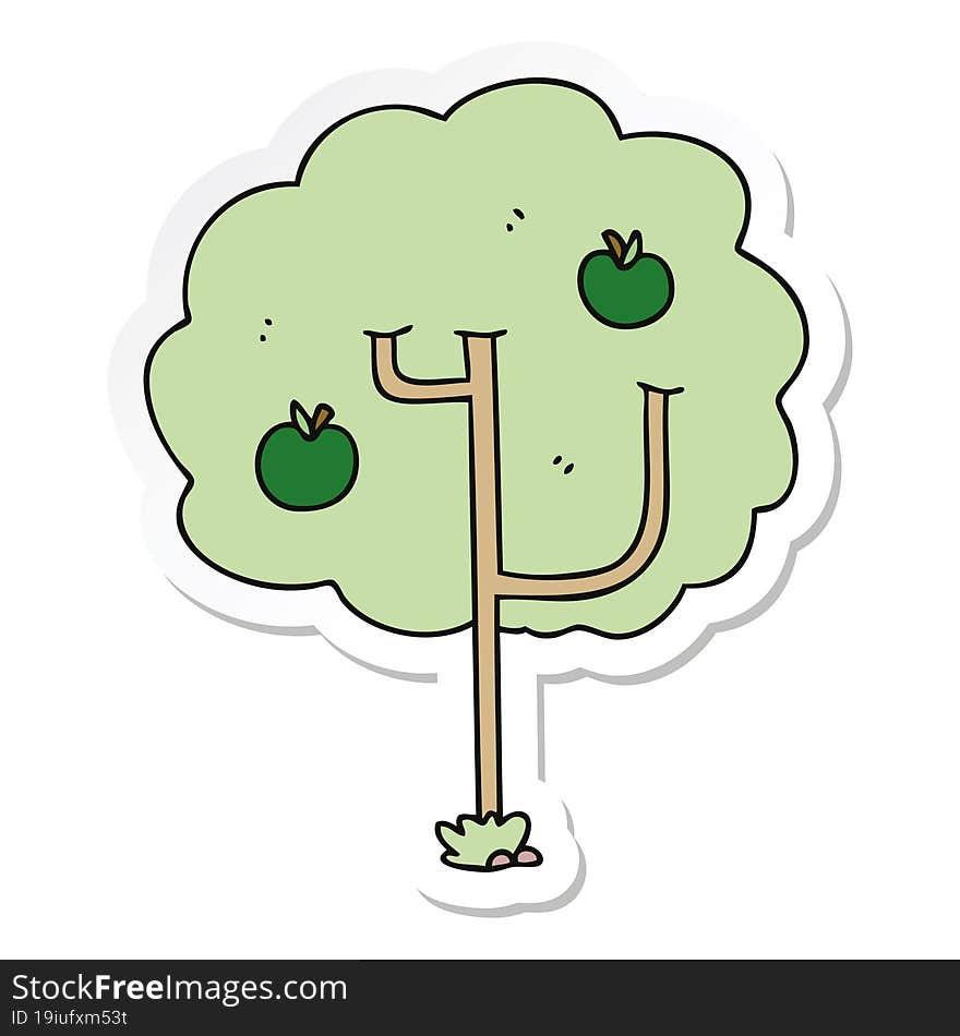 sticker of a quirky hand drawn cartoon tree