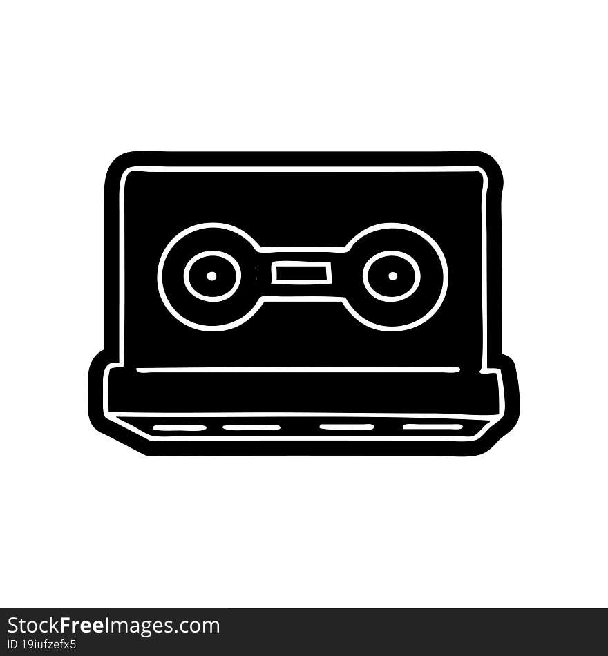 cartoon icon drawing of a retro cassette tape