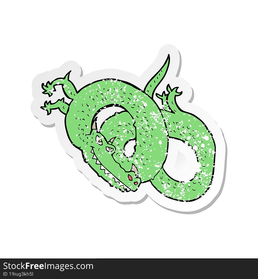 retro distressed sticker of a cartoon dragon