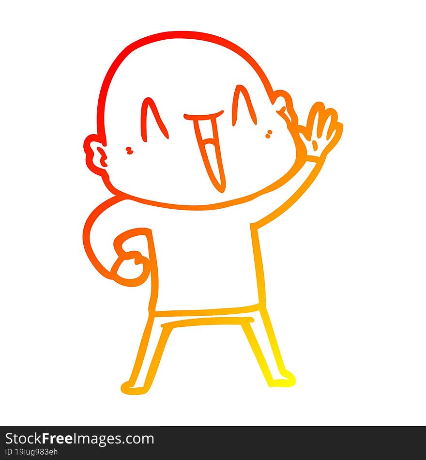 warm gradient line drawing happy cartoon bald man