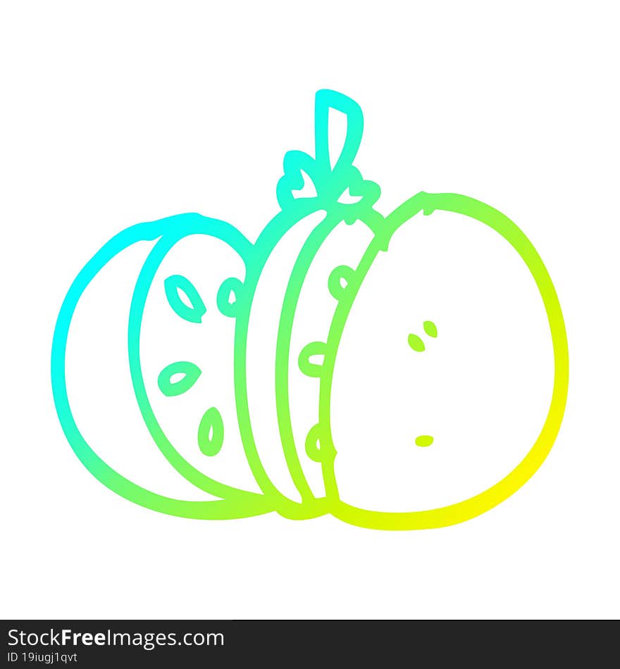 cold gradient line drawing cartoon sliced tomato