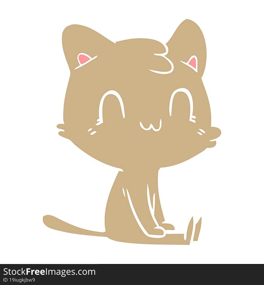 flat color style cartoon happy cat