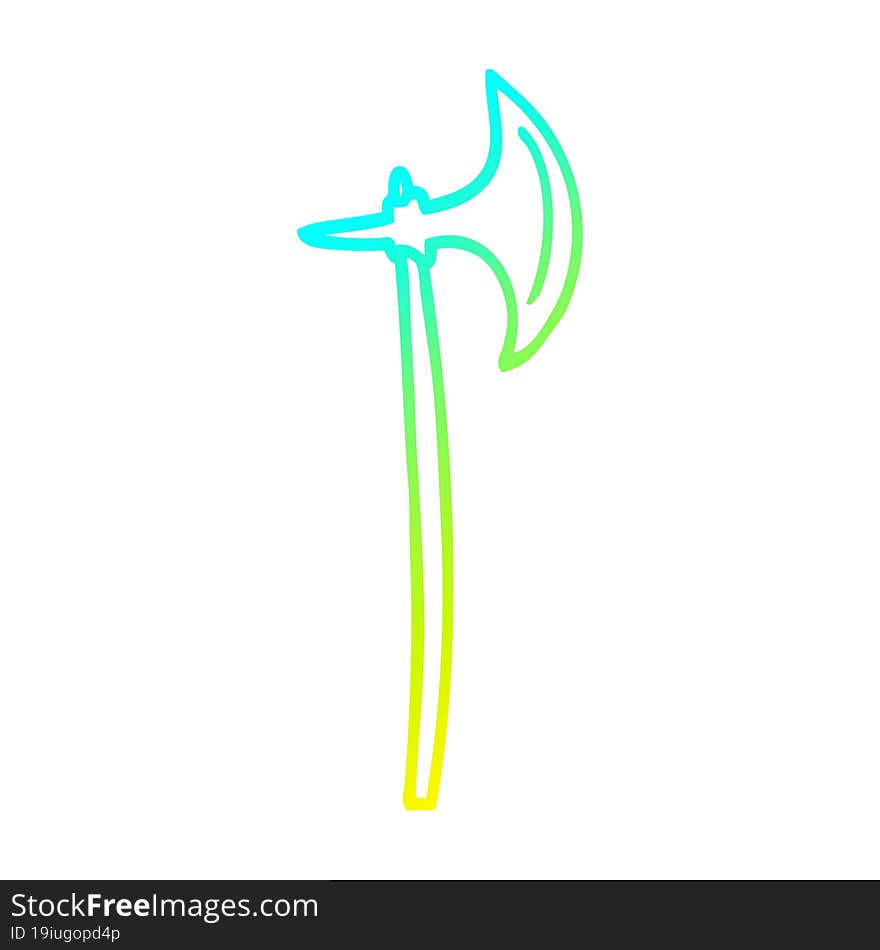 cold gradient line drawing cartoon axe