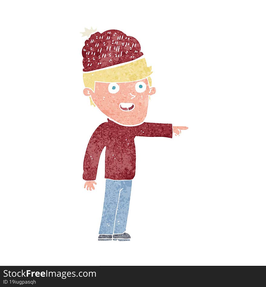 cartoon man wearing winter hat