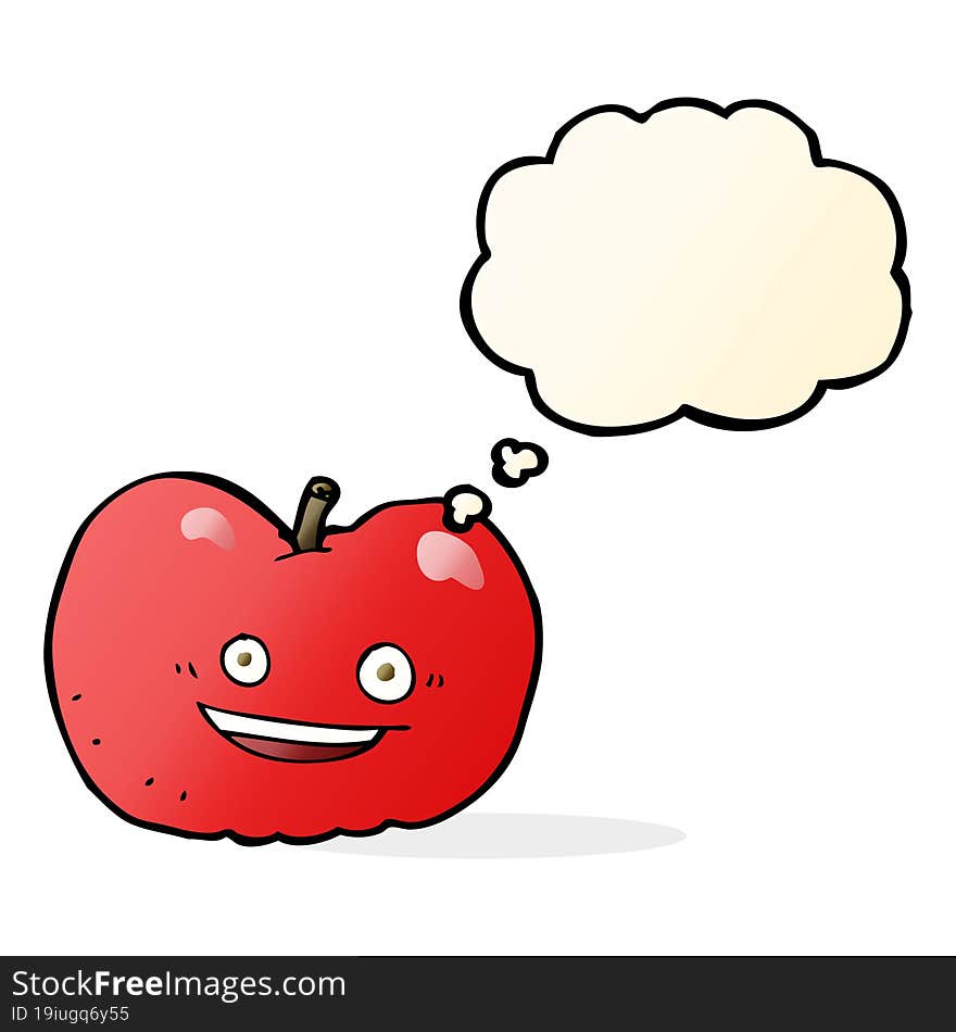 cartoon apple with thought bubble