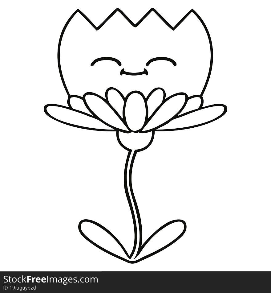 line drawing cartoon flower