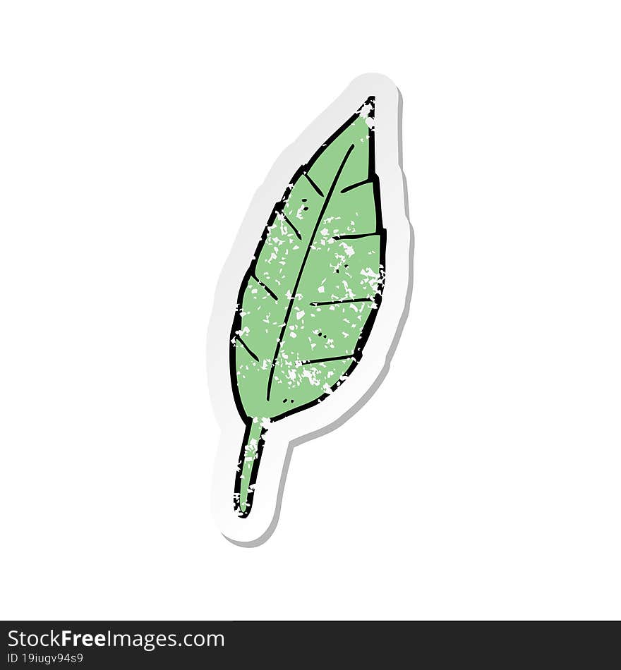 Retro Distressed Sticker Of A Cartoon Leaf